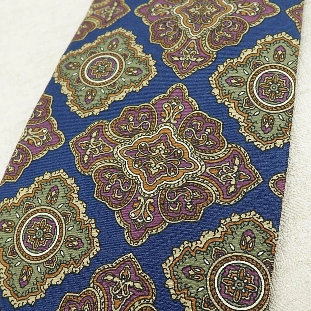 Vintage Christian Dior Monsieur Mens Tie Medallion Print Multi‎ Color USA